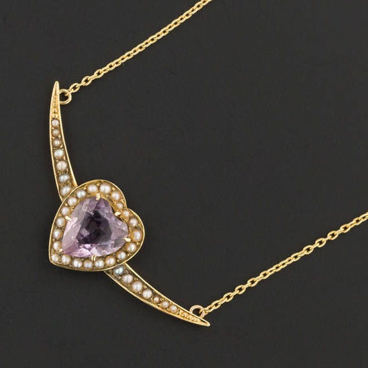 Amethyst Heart Necklace | Antique Pin Conversion Necklace