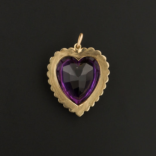Amethyst Heart Pendant | Antique Pin Conversion