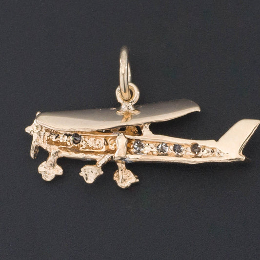 Airplane Charm | 14k Gold & Diamond Airplane