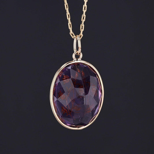 Amethyst Flower Pendant | Antique Amethyst & Diamond Flower