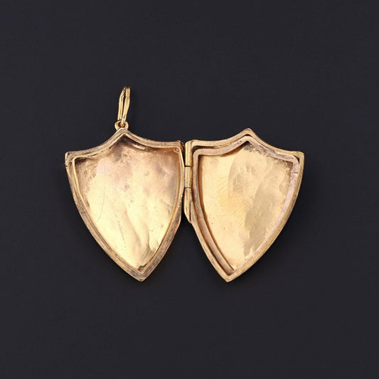 9ct Gold Shield Locket | Antique Gold Locket