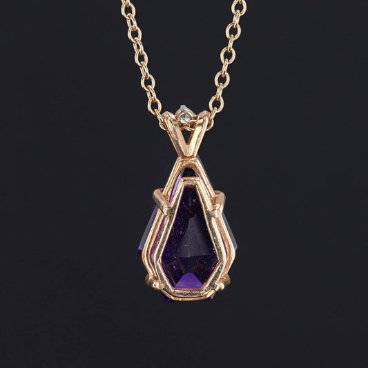 Amethyst Pendant | Vintage Amethyst & Diamond Necklace