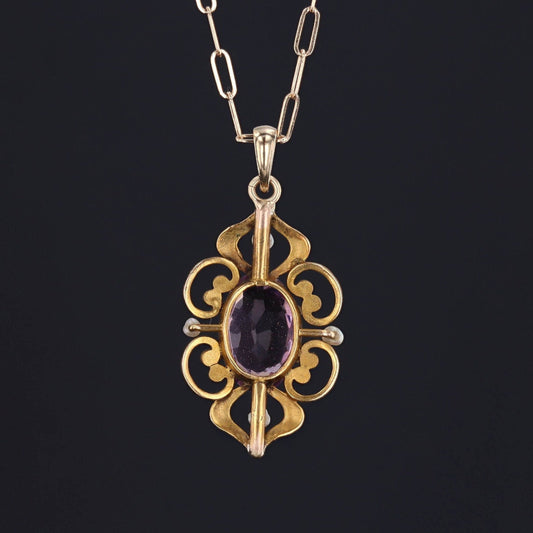 Amethyst and Pearl Pendant | Antique Pin Conversion