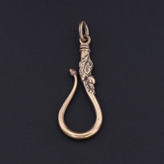 Acorn Antique Reproduction Charm Holder of 14k Gold