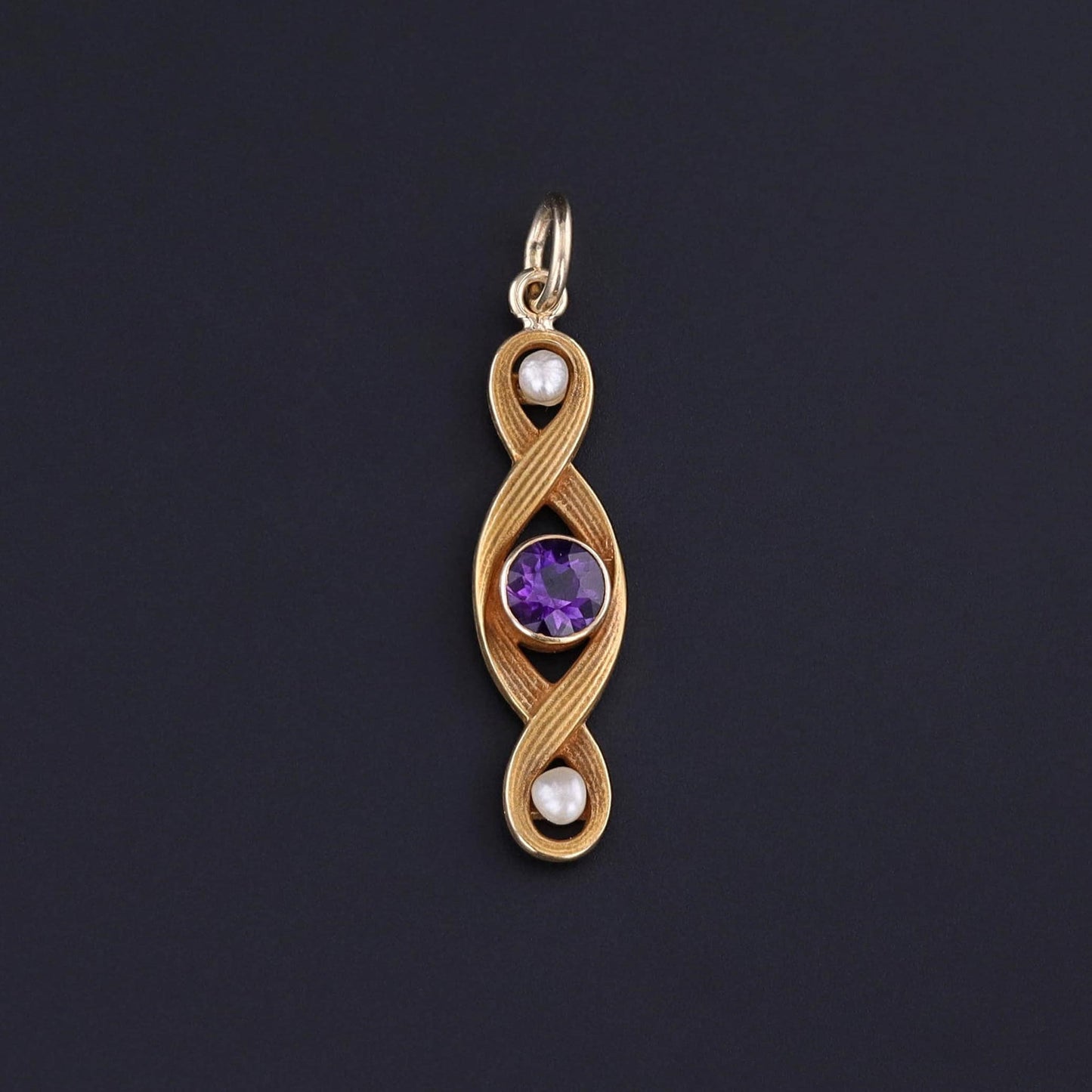 Antique Amethyst and Pearl Conversion Pendant of 10k Gold