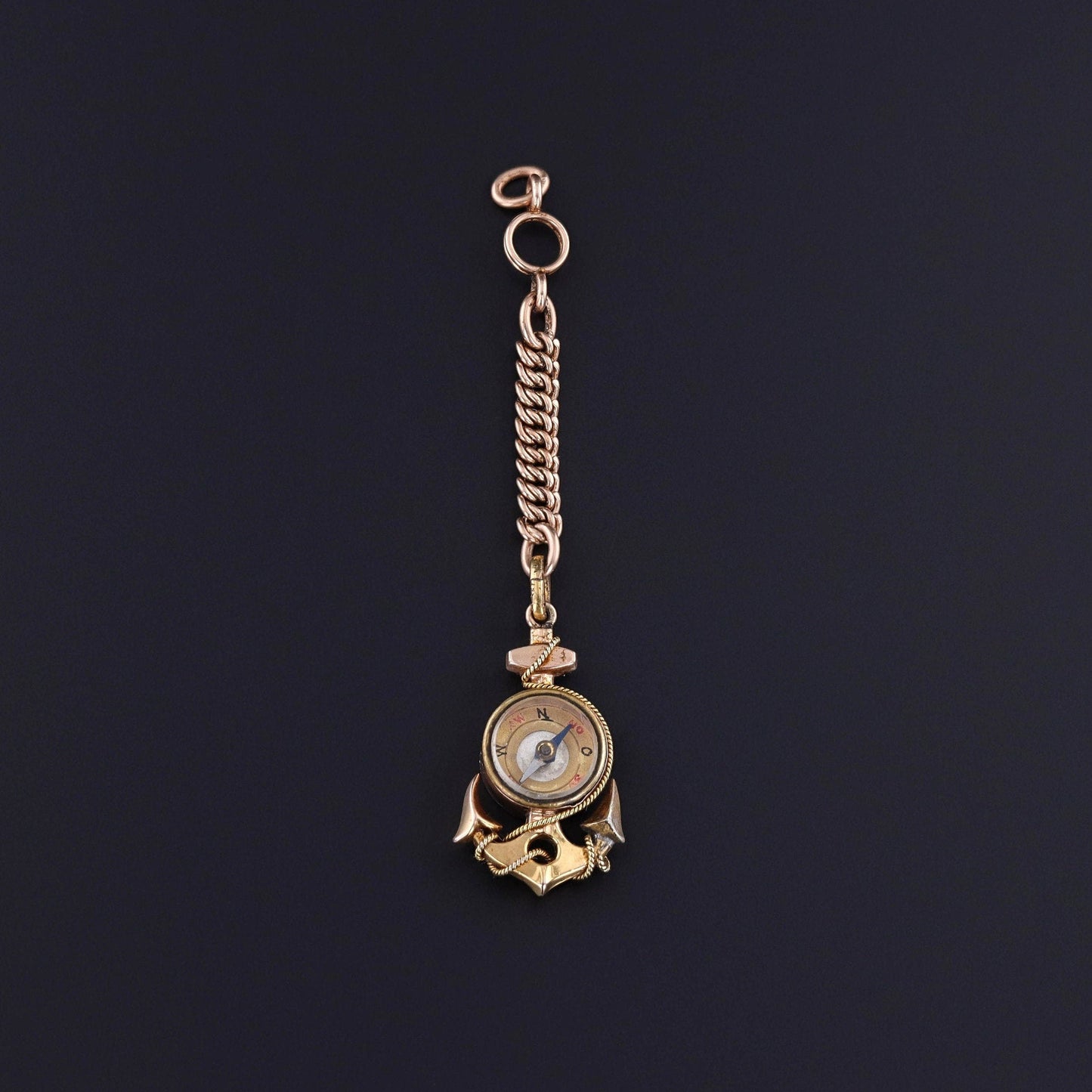 Antique Anchor Compass Pendant of 12ct Gold