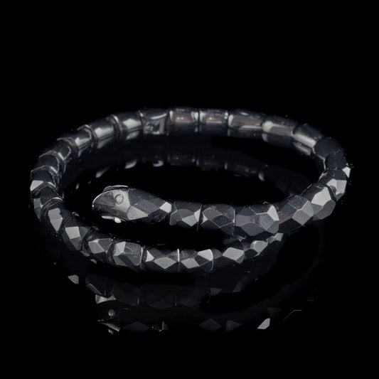 Antique Victorian French Jet Snake Slave Bangle Circa 1870