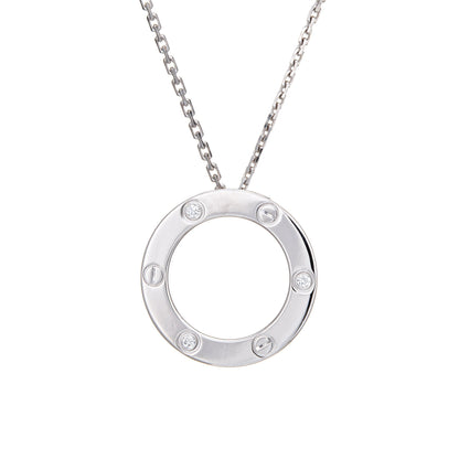 Cartier Love Necklace 3 Diamonds 18k White Gold Estate Fine Jewelry 16.5