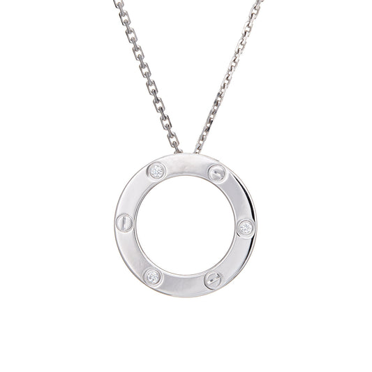 Cartier Love Necklace 3 Diamonds 18k White Gold Estate Fine Jewelry 16.5