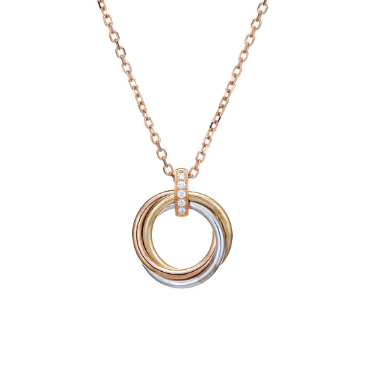 Cartier Trinity Diamond Necklace Estate 18k Gold 16.5 Chain Signed Jewelry