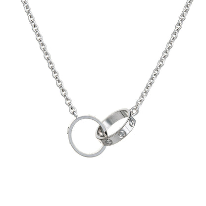 Cartier Love Necklace Interlocking 18k White Gold Estate Fine Jewelry 17