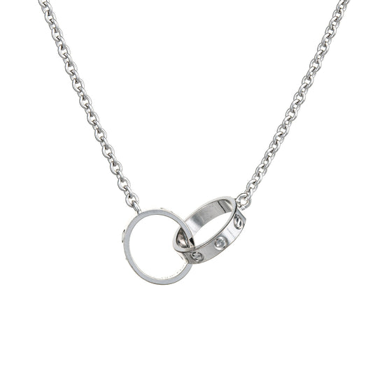 Cartier Love Necklace Interlocking 18k White Gold Estate Fine Jewelry 17