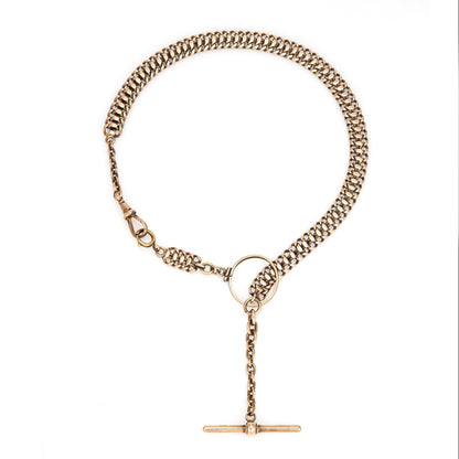 Antique Victorian Necklace 14k Rose Gold 17 Watch Chain for Charms Fancy Link