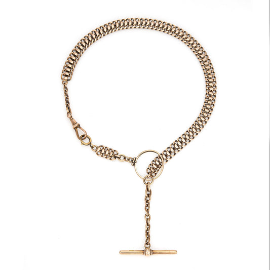 Antique Victorian Necklace 14k Rose Gold 17 Watch Chain for Charms Fancy Link