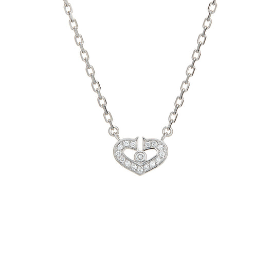 C de Cartier Diamond Necklace Estate 18k White Gold 15 Chain Fine Jewelry