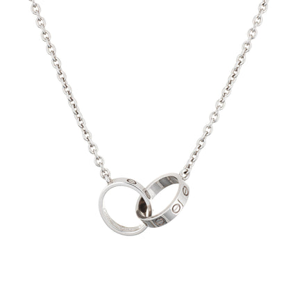 Cartier Double Love Necklace 18k White Gold Estate Fine Signed Jewelry 17 COA