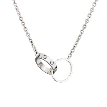 Cartier Double Love Necklace 18k White Gold Estate Fine Signed Jewelry 17 COA