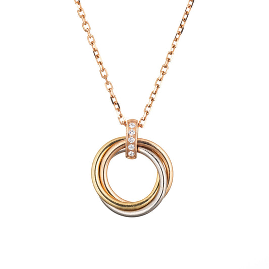 Cartier Trinity Diamond Necklace Estate 18k Gold 16 Chain Signed Jewelry COA