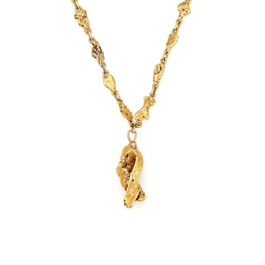 Antique Victorian Gold Nugget Necklace 18 Chain Drop Fine Vintage Jewelry