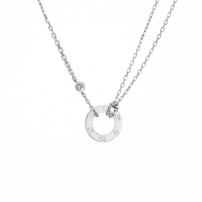 Cartier Diamond Love Necklace 18k White Gold Estate Jewelry Receipt 16