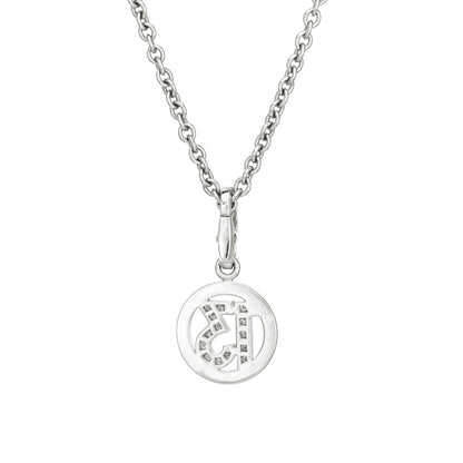 Cartier Diamond 13 Charm & Necklace Estate 18k White Gold 17 Chain Fine Jewelry