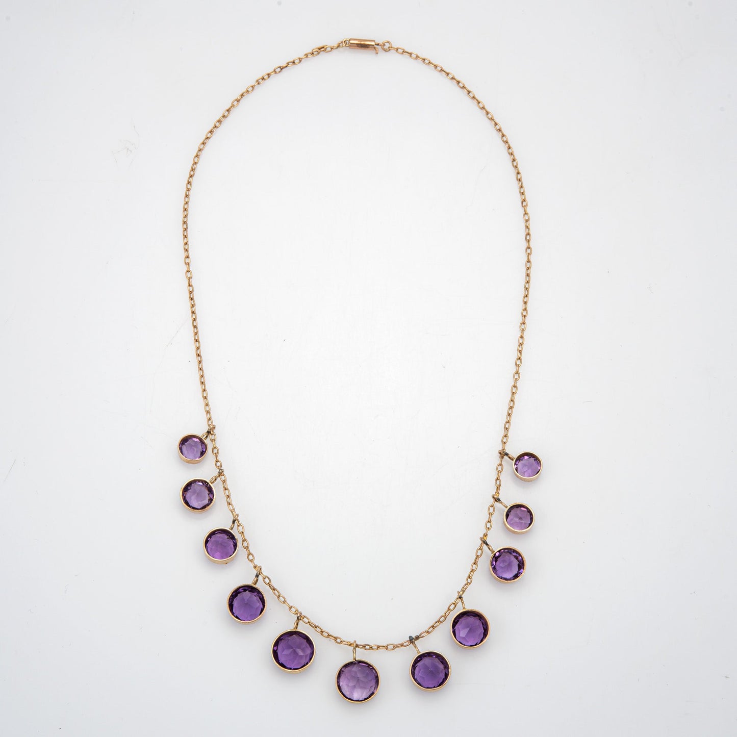 Antique Victorian Amethyst Fringe Necklace 10k Yellow Gold 16 Choker Jewelry