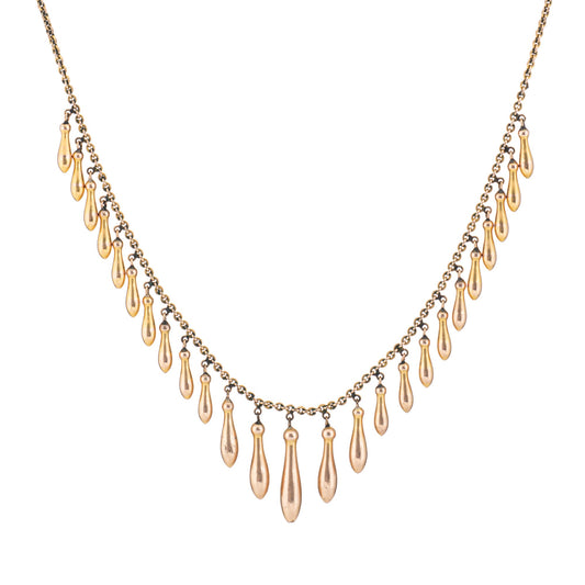 Antique Victorian Graduated Fringe Necklace 10k Rose Gold 16 Choker Jewelry