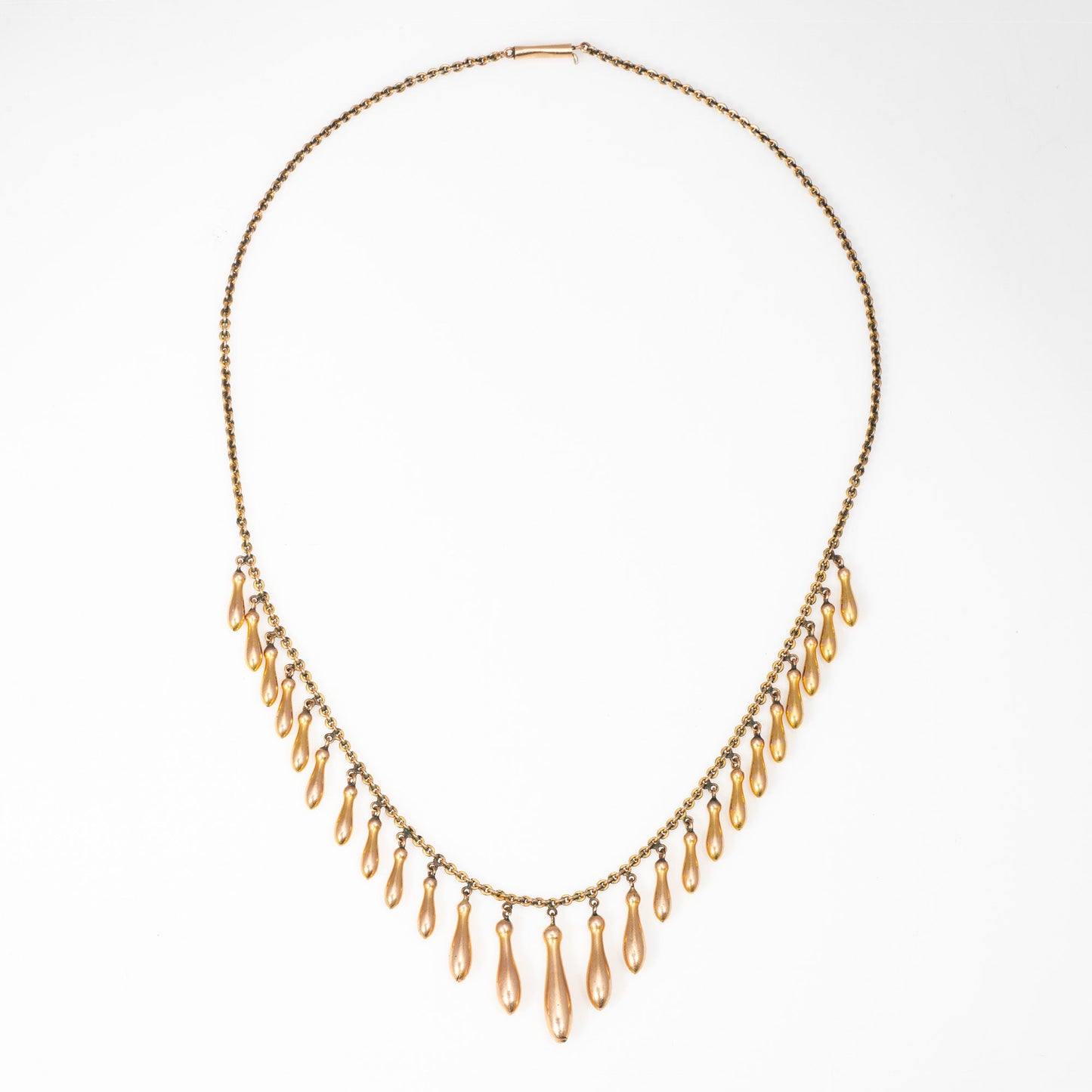 Antique Victorian Graduated Fringe Necklace 10k Rose Gold 16 Choker Jewelry