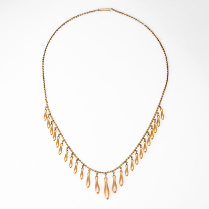 Antique Victorian Graduated Fringe Necklace 10k Rose Gold 16 Choker Jewelry