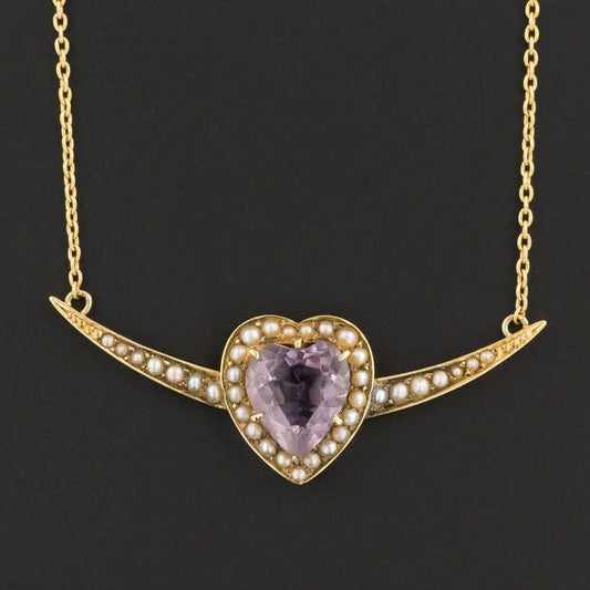 Amethyst Heart Necklace | Antique Pin Conversion Necklace