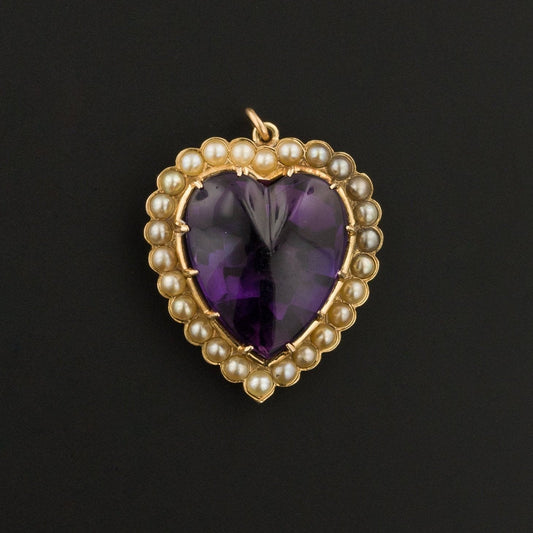 Amethyst Heart Pendant | Antique Pin Conversion