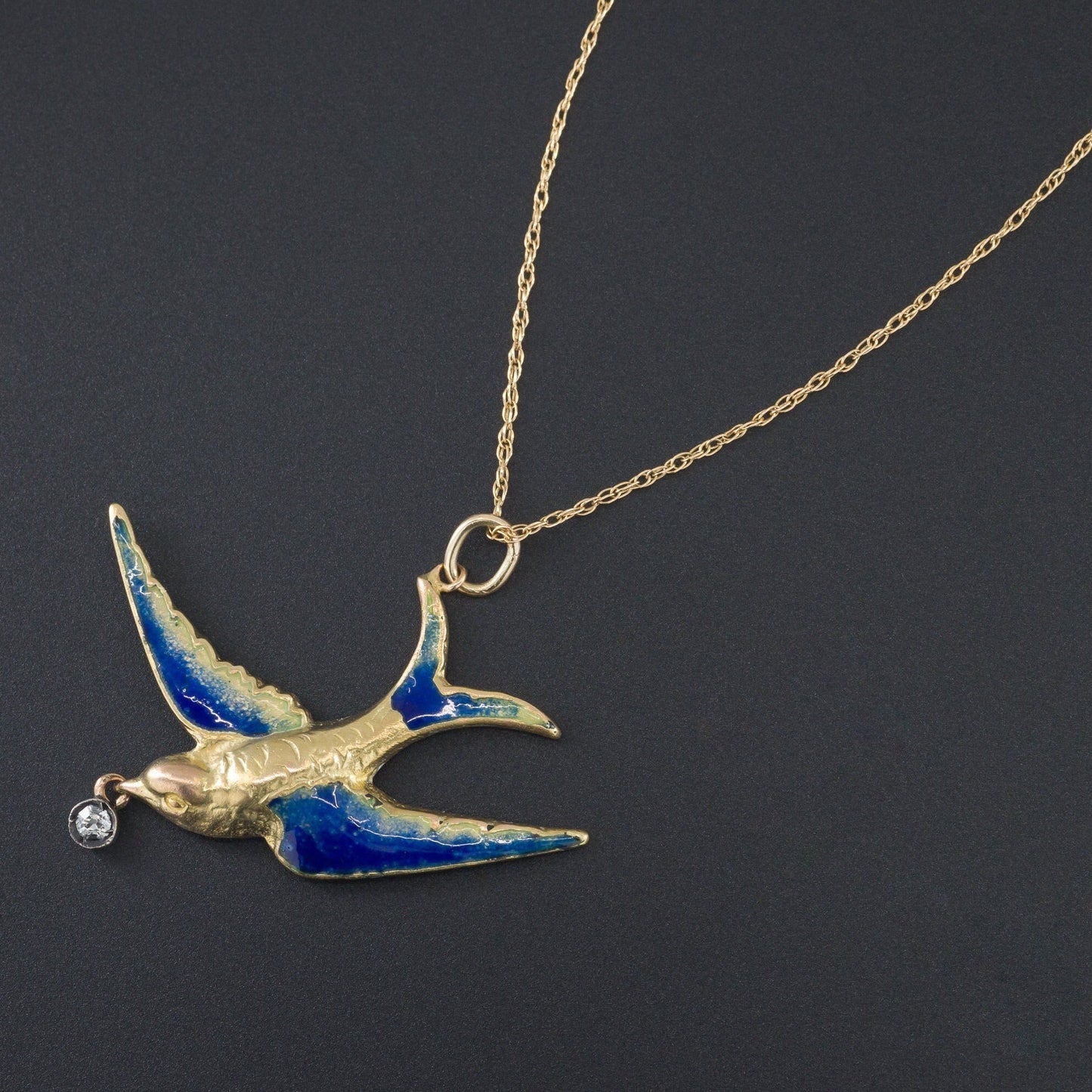 Antique Bird Pendant | Enamel Bird Pendant