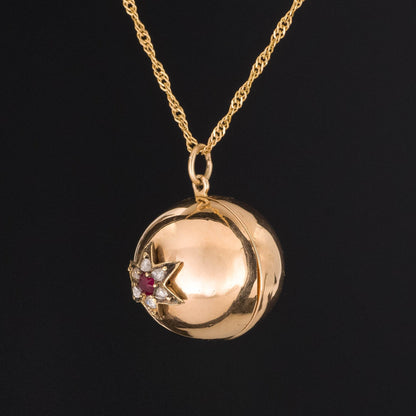 Antique Ball Locket | Antique Diamond & Ruby Locket