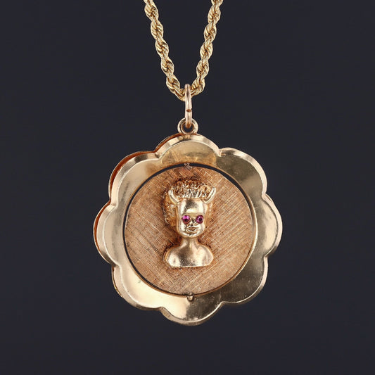 Angel & Devil Spinner Pendant | 14k Gold Pendant