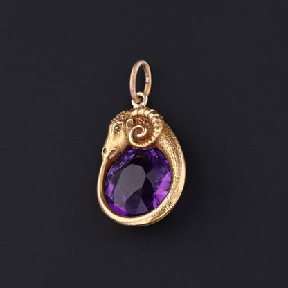 Amethyst Ram Pendant | Antique Pin Conversion