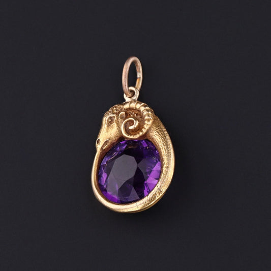 Amethyst Ram Pendant | Antique Pin Conversion