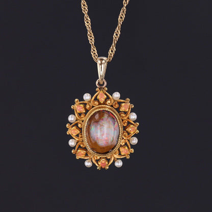 Antique Boulder Opal Conversion Pendant of 14k Gold