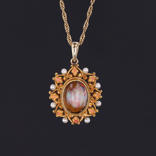 Antique Boulder Opal Conversion Pendant of 14k Gold