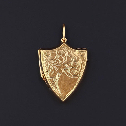 9ct Gold Shield Locket | Antique Gold Locket