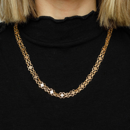 Antique Book Chain Necklace of 10k Rose Gold