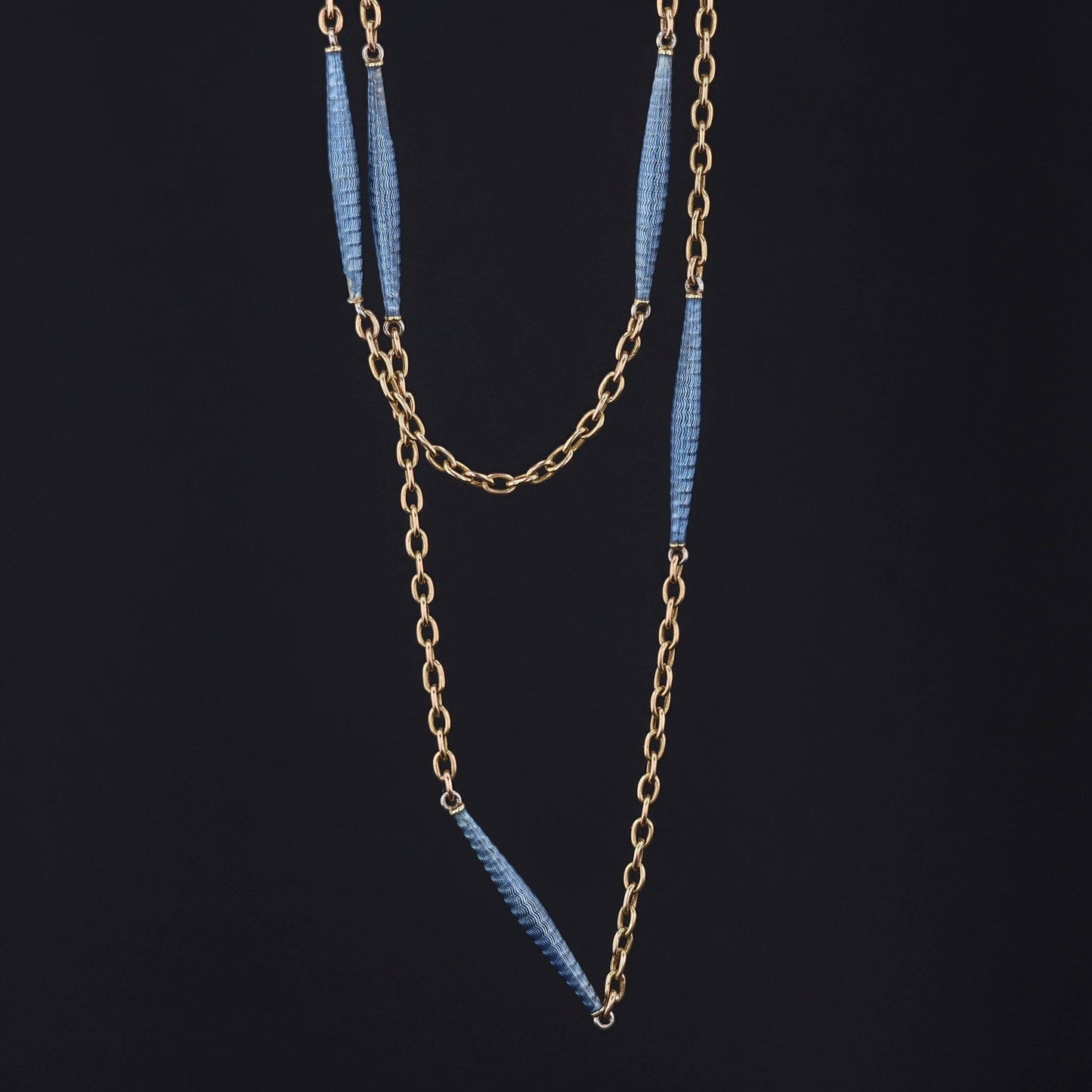 Antique Blue Enamel Chain of 14k Gold