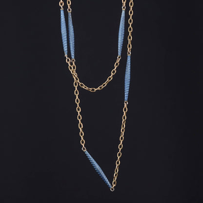 Antique Blue Enamel Chain of 14k Gold