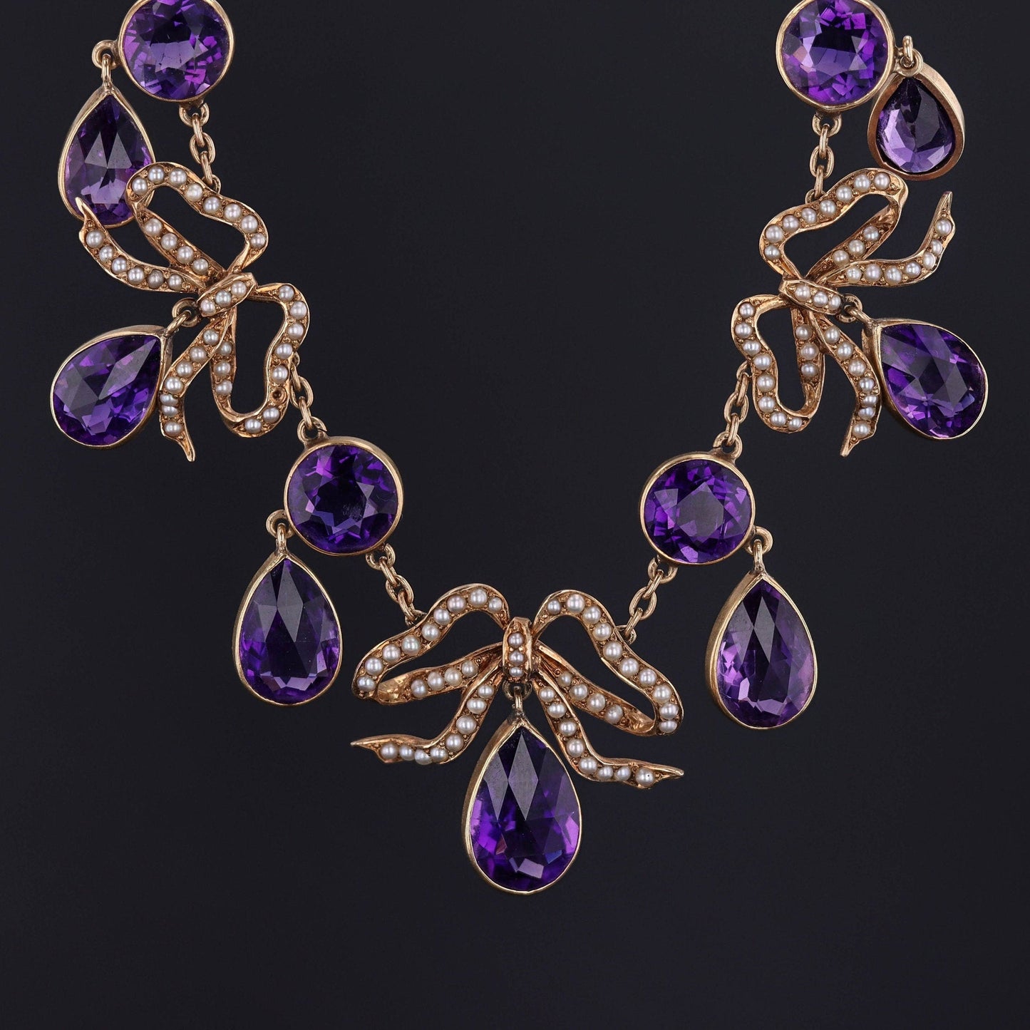 Amethyst Necklace | Antique Bow Necklace
