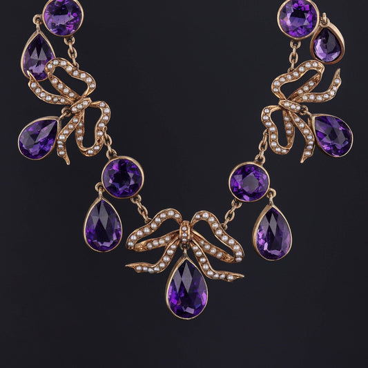 Amethyst Necklace | Antique Bow Necklace