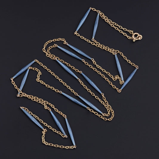 Antique Blue Enamel Chain of 14k Gold