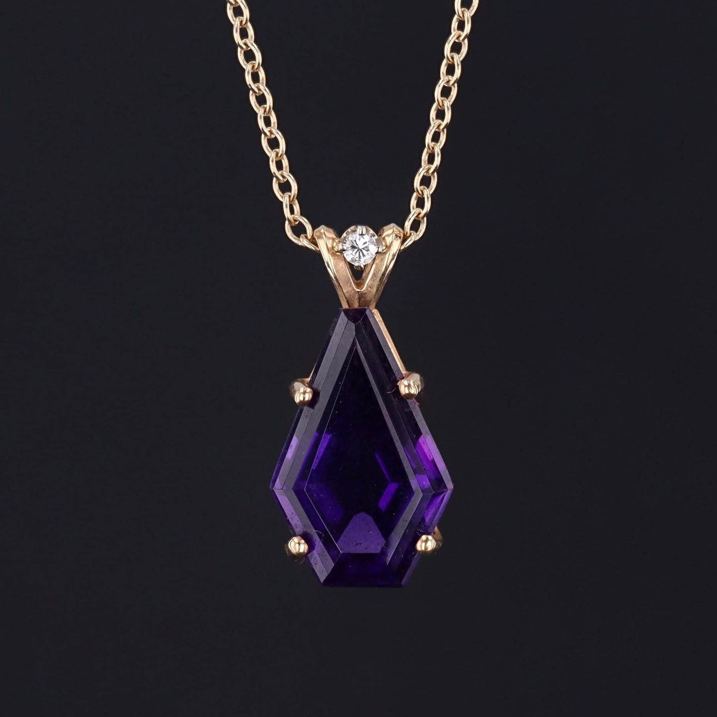 Amethyst Pendant | Vintage Amethyst & Diamond Necklace