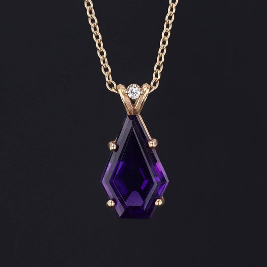 Amethyst Pendant | Vintage Amethyst & Diamond Necklace