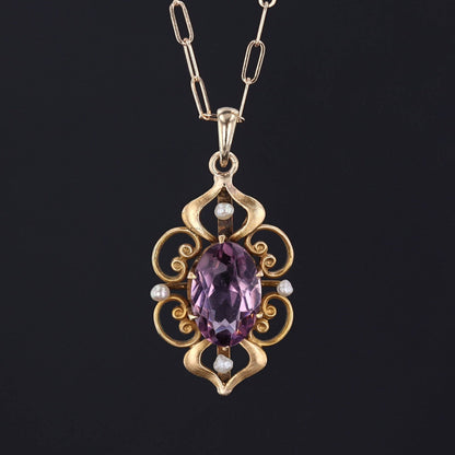 Amethyst and Pearl Pendant | Antique Pin Conversion