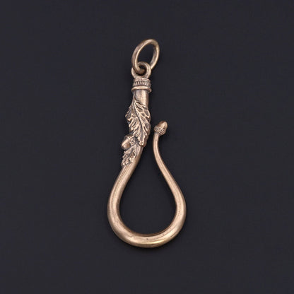 Acorn Antique Reproduction Charm Holder of 14k Gold