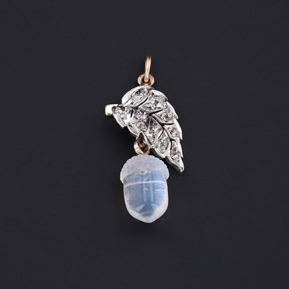 Acorn Pendant |  14k Gold, Silver, Moonstone & Diamond Pendant